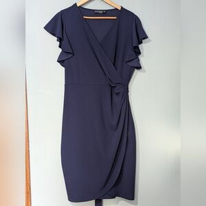 Oten Navy Blue Wrap Midi Dress Womens XXL